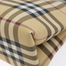 BURBERRY Nova Check Hand Bag PVC Beige Silver Auth 135389-9