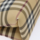 BURBERRY Nova Check Hand Bag PVC Beige Silver Auth 135389-14