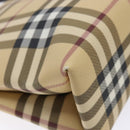 BURBERRY Nova Check Hand Bag PVC Beige Silver Auth 135389-16