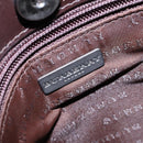 BURBERRY Nova Check Hand Bag PVC Beige Silver Auth 135389-10