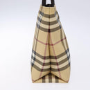 BURBERRY Nova Check Hand Bag PVC Beige Silver Auth 135389-3