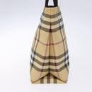 BURBERRY Nova Check Hand Bag PVC Beige Silver Auth 135389-4