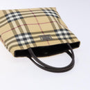 BURBERRY Nova Check Hand Bag PVC Beige Silver Auth 135389-6