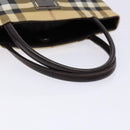 BURBERRY Nova Check Hand Bag PVC Beige Silver Auth 135389-7