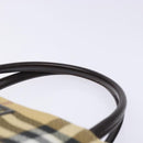 BURBERRY Nova Check Hand Bag PVC Beige Silver Auth 135389-8