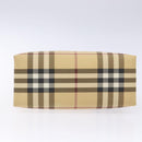 BURBERRY Nova Check Hand Bag PVC Beige Silver Auth 135389-5