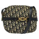 Christian Dior Trotter Canvas Shoulder Bag Navy Gold Auth 135390-1