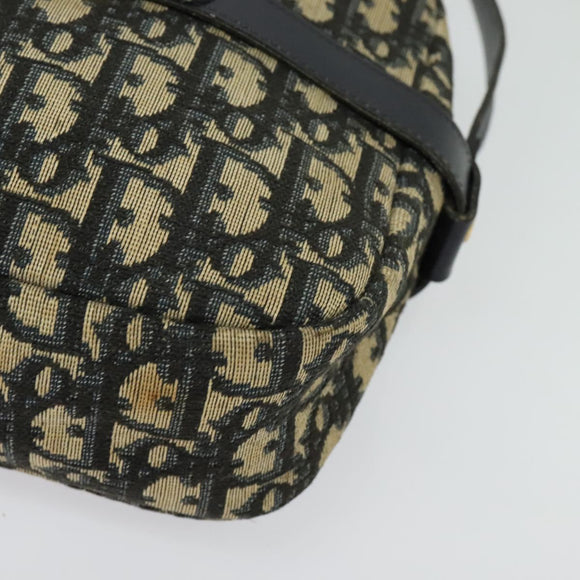 Christian Dior Trotter Canvas Shoulder Bag Navy Gold Auth 135390