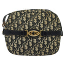 Christian Dior Trotter Canvas Shoulder Bag Navy Gold Auth 135390-13