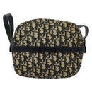 Christian Dior Trotter Canvas Shoulder Bag Navy Gold Auth 135390-2
