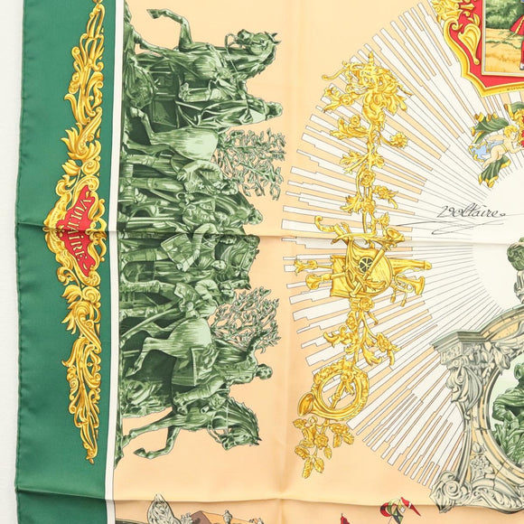HERMES Carre 90 Scarf ""SANSSOUCY"" Silk Green Auth 135393
