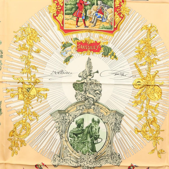 HERMES Carre 90 Scarf ""SANSSOUCY"" Silk Green Auth 135393