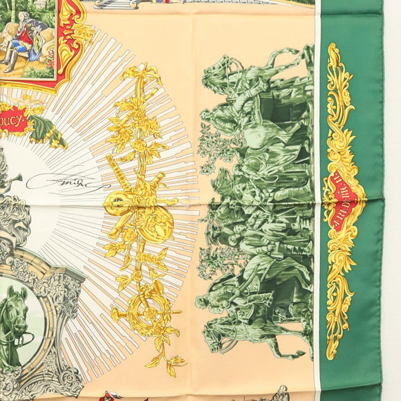HERMES Carre 90 Scarf ""SANSSOUCY"" Silk Green Auth 135393