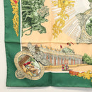 HERMES Carre 90 Scarf ""SANSSOUCY"" Silk Green Auth 135393-8