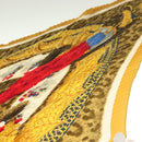 HERMES Pleated Scarf ""CASQUES PLUMETS"" Silk Yellow Auth 135394-12