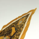 HERMES Pleated Scarf ""CASQUES PLUMETS"" Silk Yellow Auth 135394-13