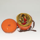 HERMES Pleated Scarf ""CASQUES PLUMETS"" Silk Yellow Auth 135394-14