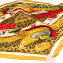 HERMES Pleated Scarf ""CASQUES PLUMETS"" Silk Yellow Auth 135394-4