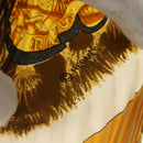 HERMES Pleated Scarf ""CASQUES PLUMETS"" Silk Yellow Auth 135394-7