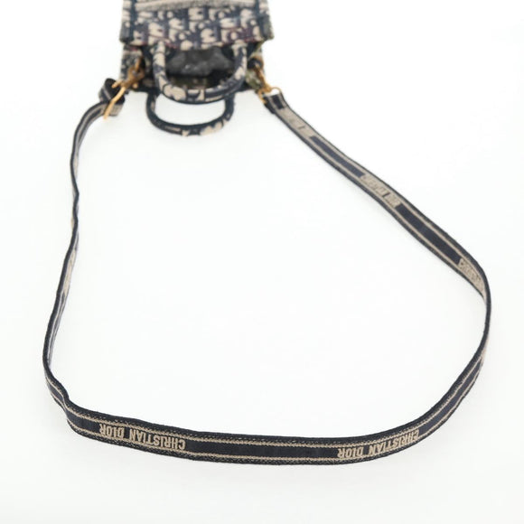 Christian Dior Trotter Canvas Book Tote Mini Bag 2way Navy Gold Auth 135401A