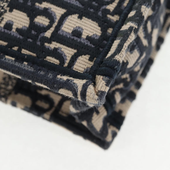 Christian Dior Trotter Canvas Book Tote Mini Bag 2way Navy Gold Auth 135401A