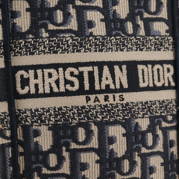 Christian Dior Trotter Canvas Book Tote Mini Bag 2way Navy Gold Auth 135401A