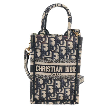 Christian Dior Trotter Canvas Book Tote Mini Bag 2way Navy Gold Auth 135401A - 0