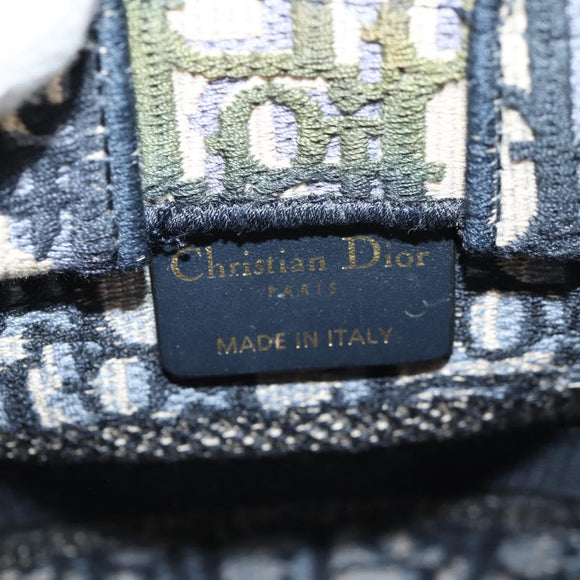 Christian Dior Trotter Canvas Book Tote Mini Bag 2way Navy Gold Auth 135401A