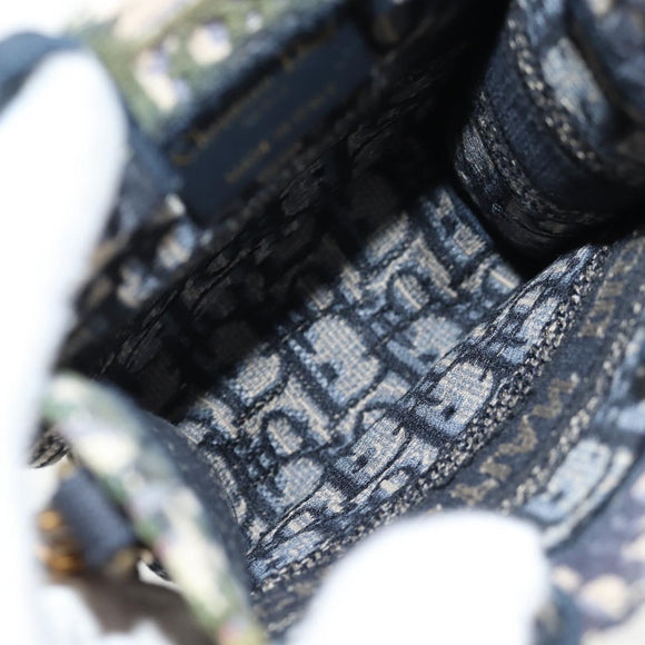 Christian Dior Trotter Canvas Book Tote Mini Bag 2way Navy Gold Auth 135401A