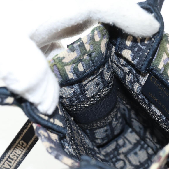 Christian Dior Trotter Canvas Book Tote Mini Bag 2way Navy Gold Auth 135401A