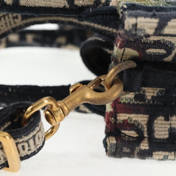 Christian Dior Trotter Canvas Book Tote Mini Bag 2way Navy Gold Auth 135401A