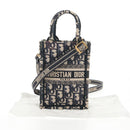 Christian Dior Trotter Canvas Book Tote Mini Bag 2way Navy Gold Auth 135401A-26