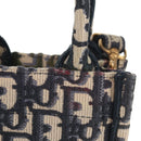 Christian Dior Trotter Canvas Book Tote Mini Bag 2way Navy Gold Auth 135401A-3