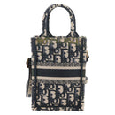 Christian Dior Trotter Canvas Book Tote Mini Bag 2way Navy Gold Auth 135401A-4