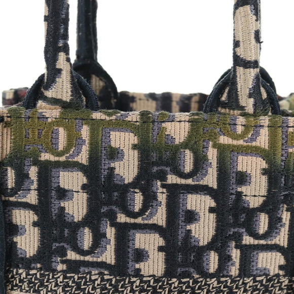 Christian Dior Trotter Canvas Book Tote Mini Bag 2way Navy Gold Auth 135401A