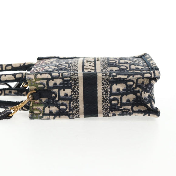 Christian Dior Trotter Canvas Book Tote Mini Bag 2way Navy Gold Auth 135401A