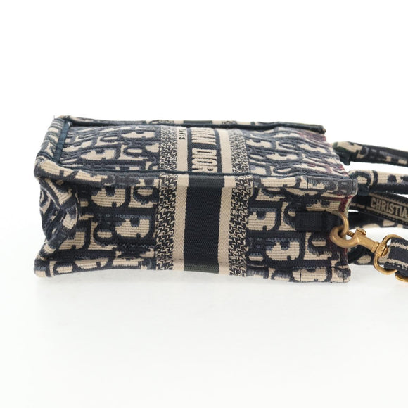 Christian Dior Trotter Canvas Book Tote Mini Bag 2way Navy Gold Auth 135401A