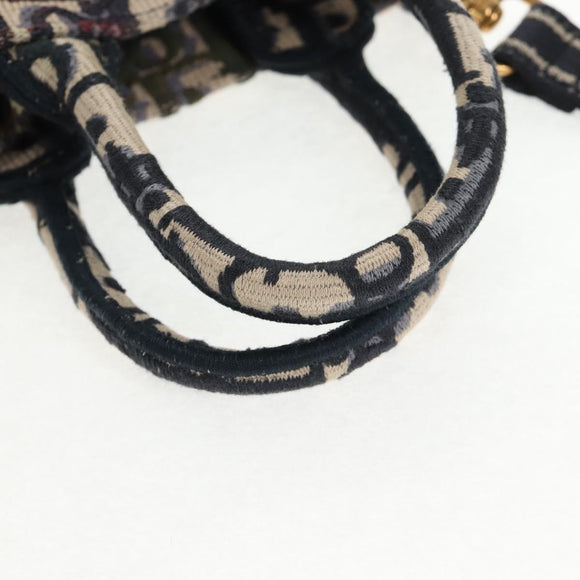 Christian Dior Trotter Canvas Book Tote Mini Bag 2way Navy Gold Auth 135401A