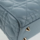 Christian Dior Canage Hand Bag Leather 2way Light Blue Gold Auth 135403M-16