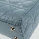 Christian Dior Canage Hand Bag Leather 2way Light Blue Gold Auth 135403M-19