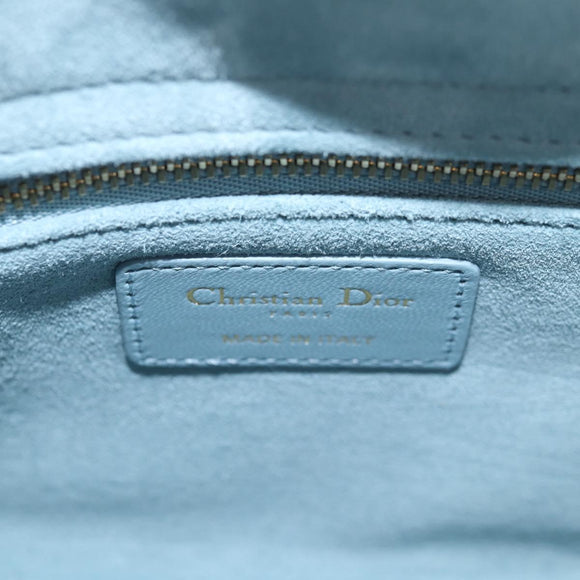 Christian Dior Canage Hand Bag Leather 2way Light Blue Gold Auth 135403M