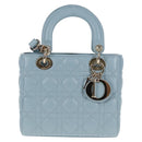 Christian Dior Canage Hand Bag Leather 2way Light Blue Gold Auth 135403M-13