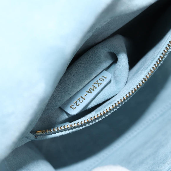 Christian Dior Canage Hand Bag Leather 2way Light Blue Gold Auth 135403M