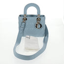 Christian Dior Canage Hand Bag Leather 2way Light Blue Gold Auth 135403M-12