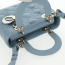 Christian Dior Canage Hand Bag Leather 2way Light Blue Gold Auth 135403M-6