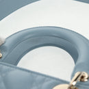 Christian Dior Canage Hand Bag Leather 2way Light Blue Gold Auth 135403M-14