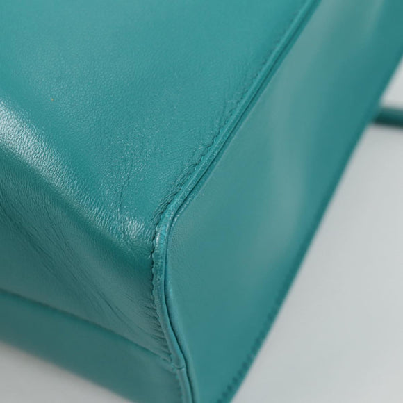 PRADA Hand Bag Leather 2way Green Silver Auth 135405M