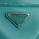 PRADA Hand Bag Leather 2way Green Silver Auth 135405M-18