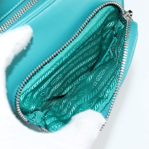 PRADA Hand Bag Leather 2way Green Silver Auth 135405SAM