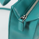 PRADA Hand Bag Leather 2way Green Silver Auth 135405M-22